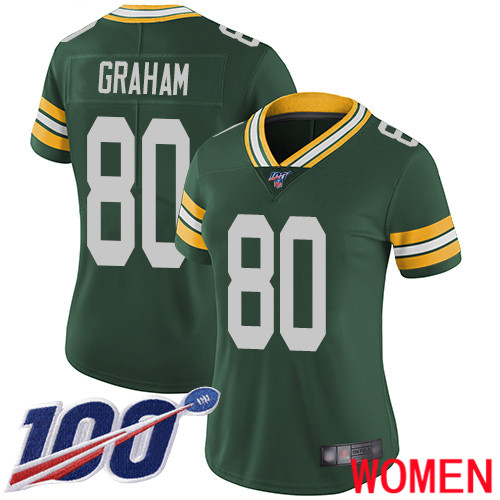 Green Bay Packers Limited Green Women #80 Graham Jimmy Home Jersey Nike NFL 100th Season Vapor Untouchable->green bay packers->NFL Jersey